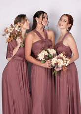 Cathy | Chic Infinity Dusty Rose Chiffon Maxi Bridesmaid Dress with Convertibl - Price #price_variant_lowest# - Dusty Rose - PromDressClub